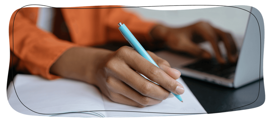 Copywriting on paper and computer
