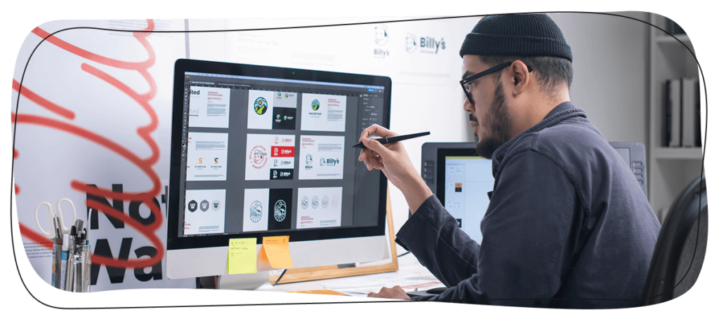 Graphic designer working on an email design