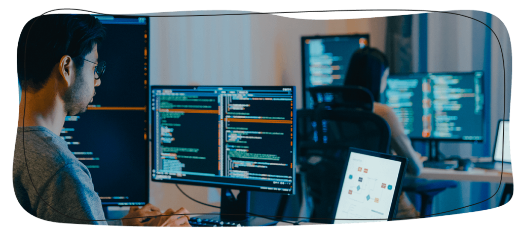Person working on email platform software