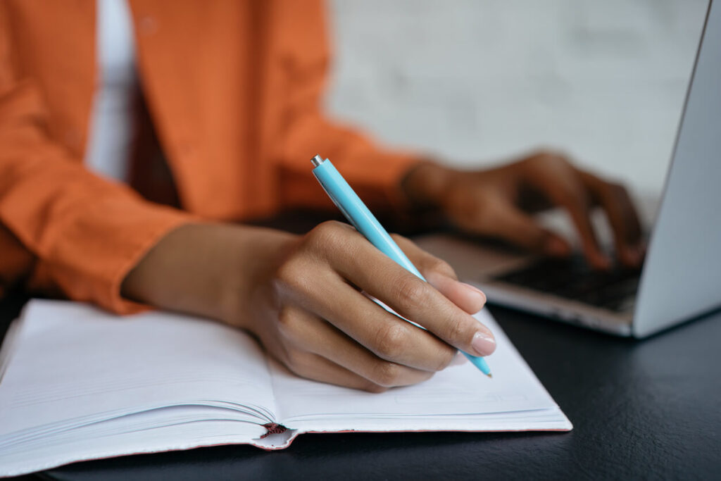 Copywriting on paper and computer