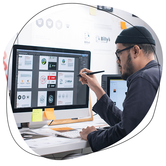 Graphic designer working on an email design
