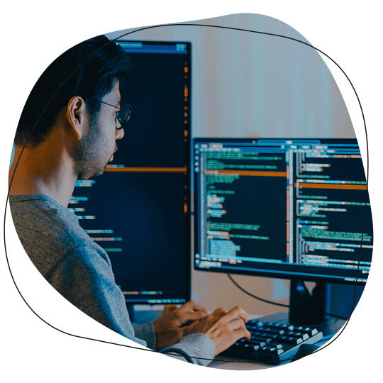 Person working on email platform software